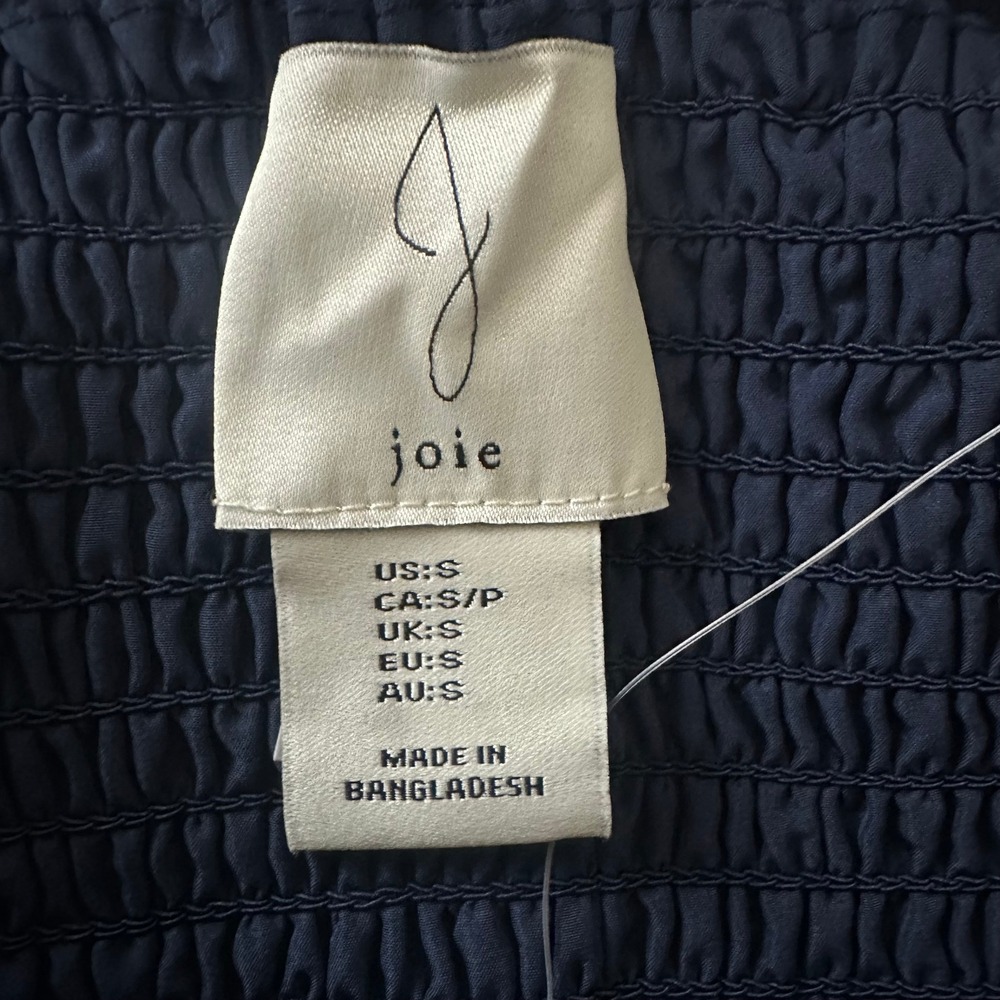 Joie Navy Blue Cotton Dobby Tiered Maxi Dress Womens Size S NWT Smocked Pockets - Picture 2 of 11